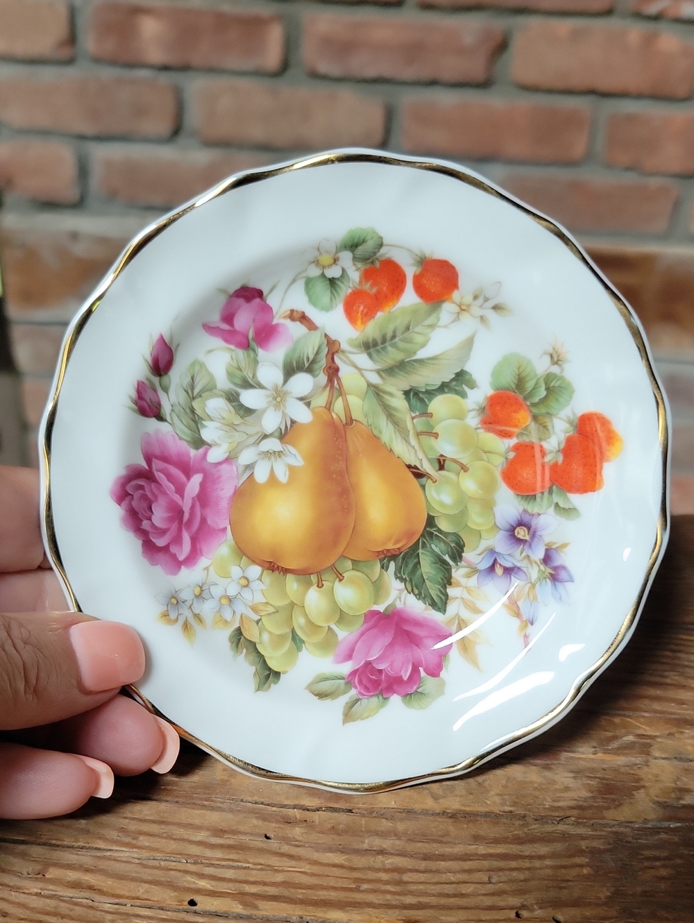 Fenton China Company English Fine Bone China Floral Fruit Dish